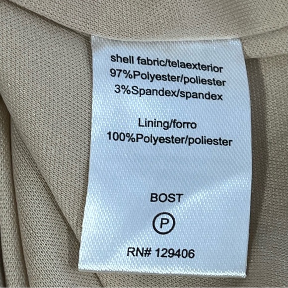 Venus Beige Sequin Cocktail Dress Faux Wrap Tan Metallic V-Neck Balloon Sleeves - Picture 16 of 17